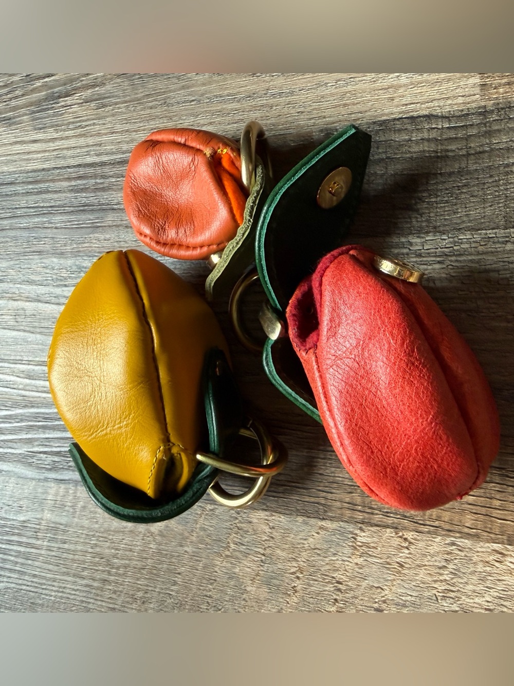 Well-Loved Coin purses in lemon, tangerine, orange - set of 3